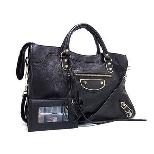 BALENCIAGA The City Leather Handbag Mirror Black